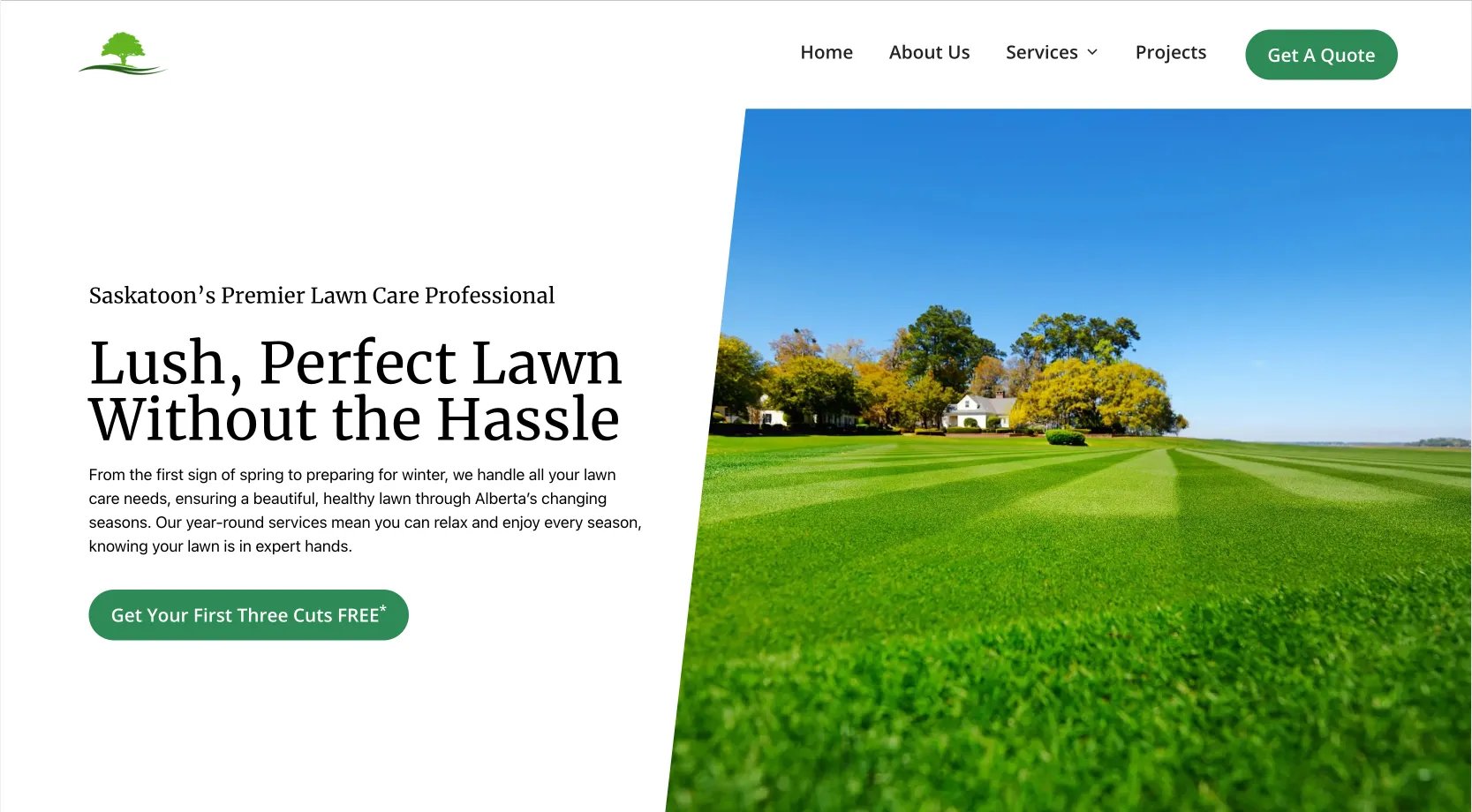 Example of Landscaping website homepage