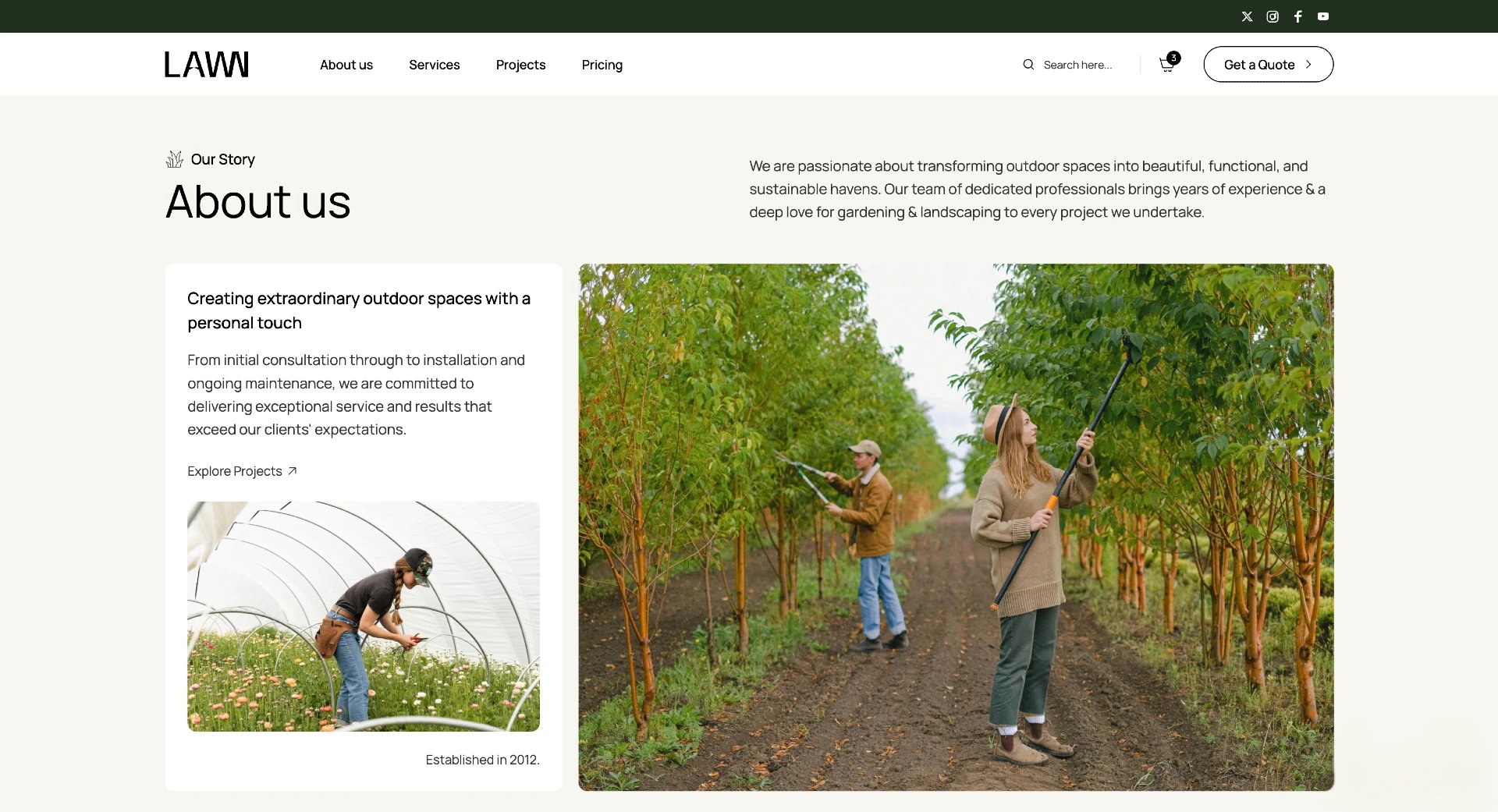 Example of a landscaping about page