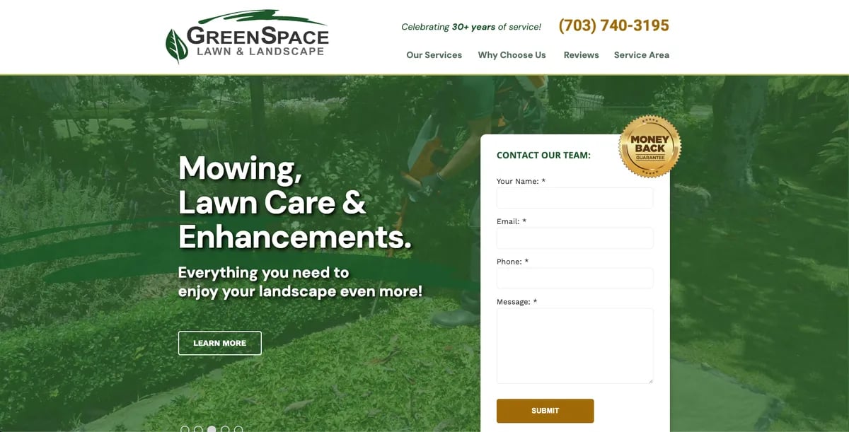 greenspace lawn and landscape website