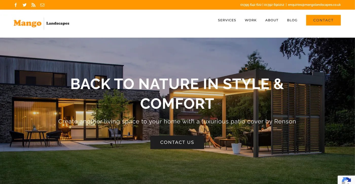 Mango Landscapes Website Home Page Review