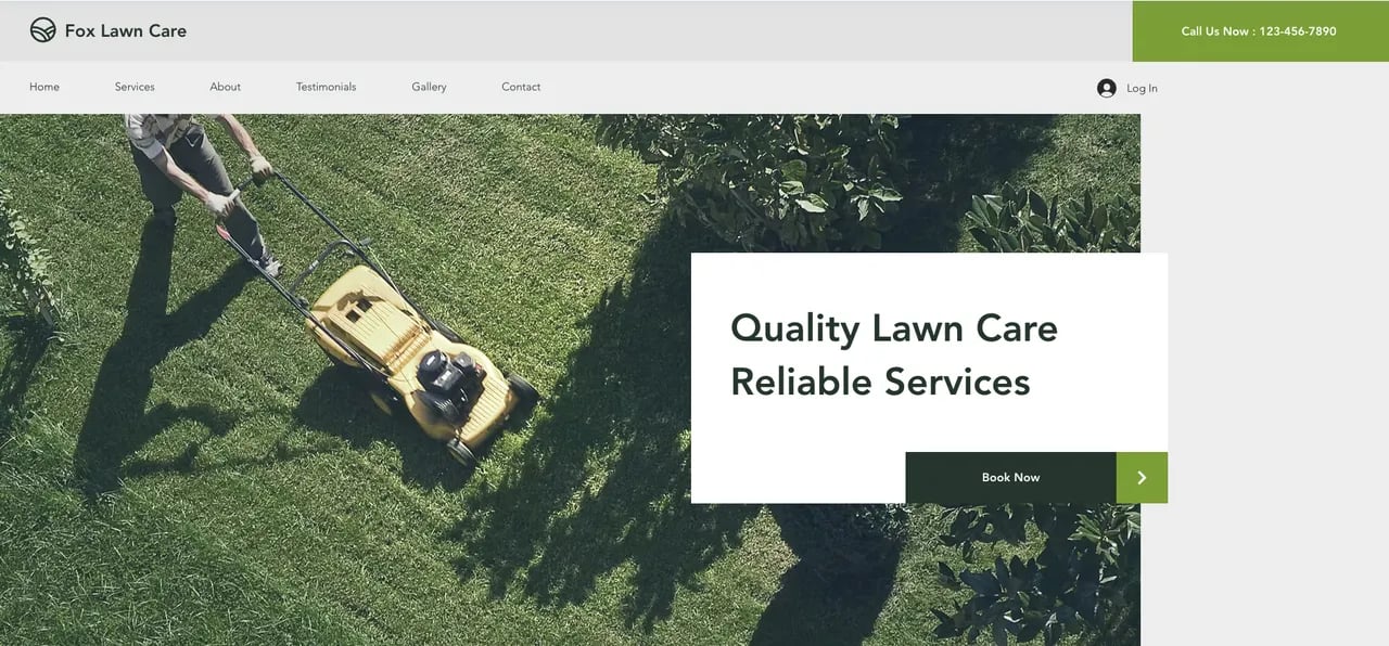 Screenshot of Wix Landscaping Template