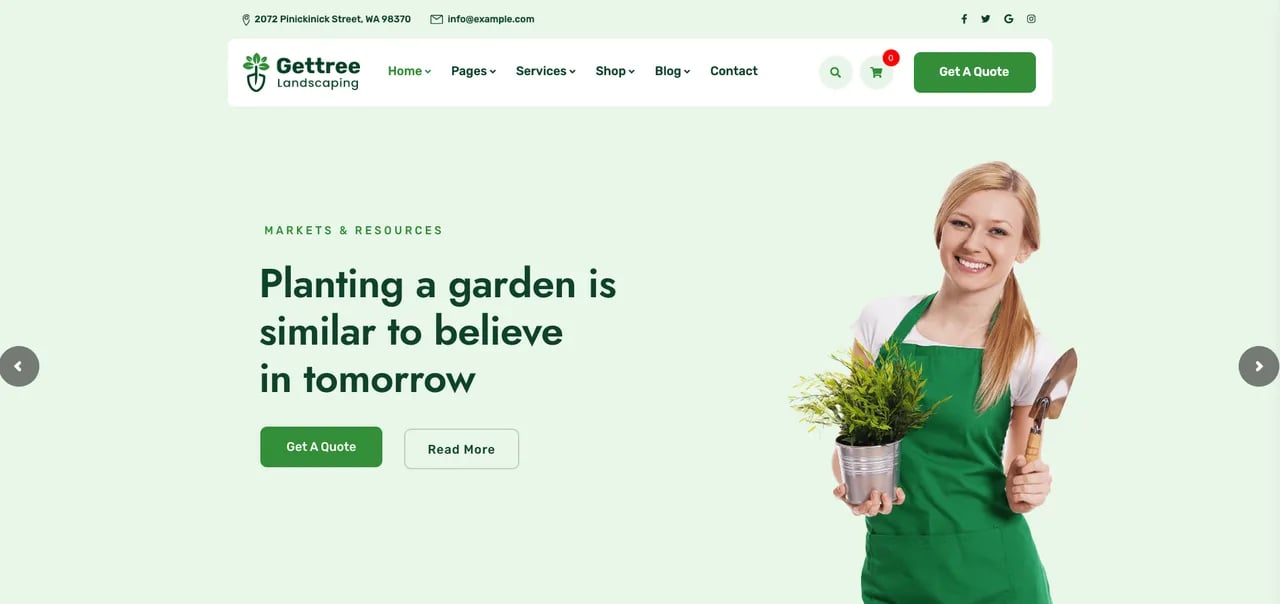 Gettree Landscaping Website Template Screenshot