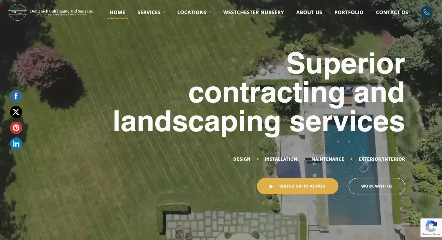 Screenshot of a stand out landscaping website with proper structure