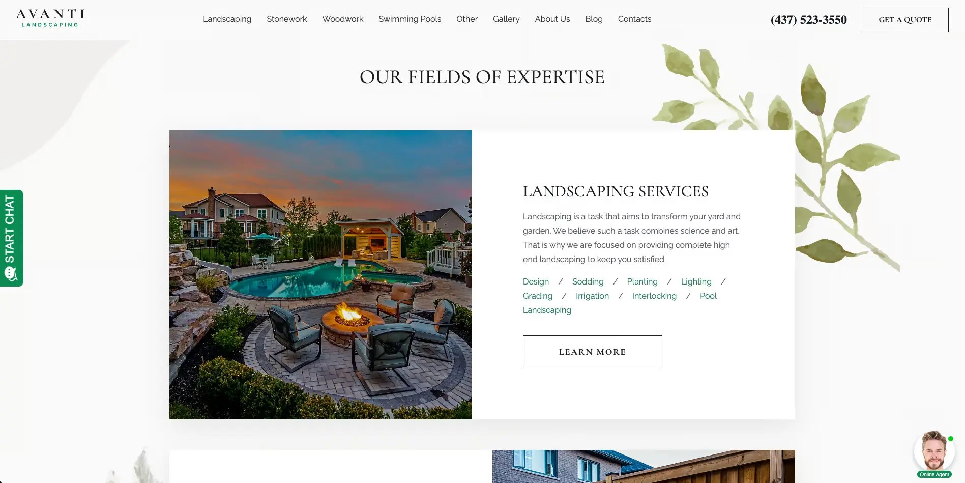 Screenshot of Avanti Landscaping